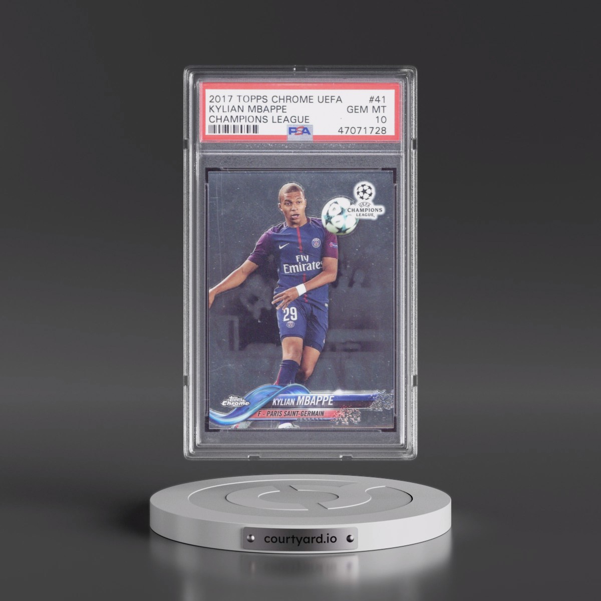 2017 Kylian Mbappe - Soccer Topps Chrome UEFA Champions League PSA